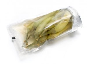 Rotary pouch packaging pickle with soup